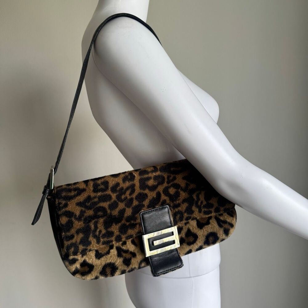 Casual Corner Leopard Print Shoulder Bag with Black Trim
